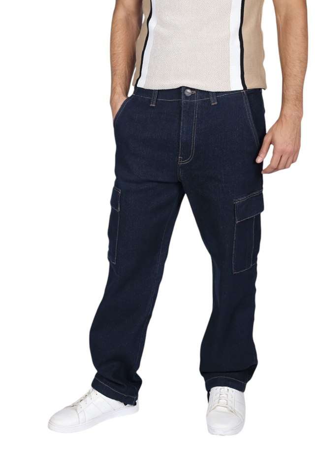 Dark-Wash-Polyester-Cotton-Regular-Fit-Men-s-Jeans