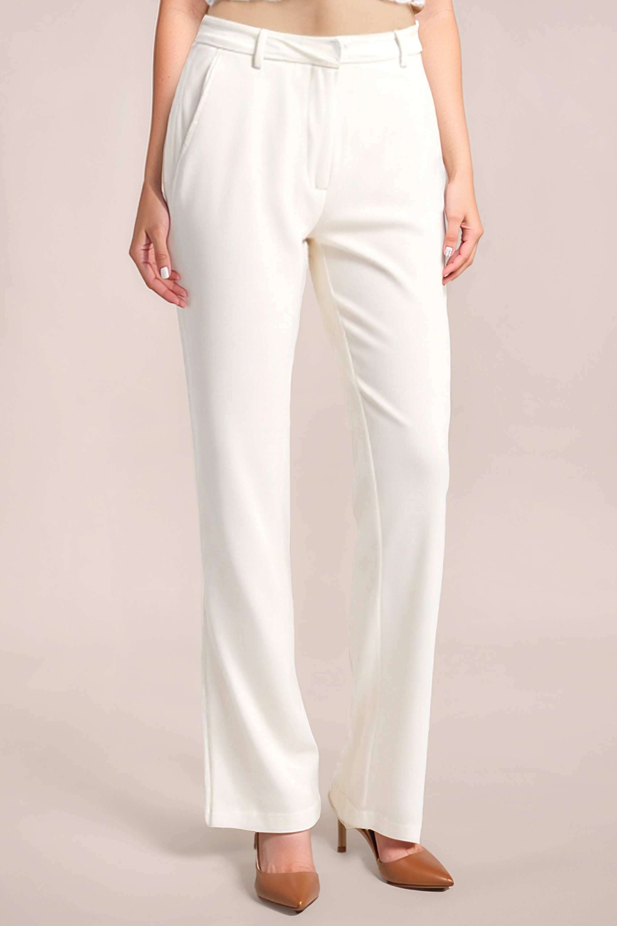 Solid-Regular-Fit-Blended-Fabric-Women-s-Casual-Wear-Trousers