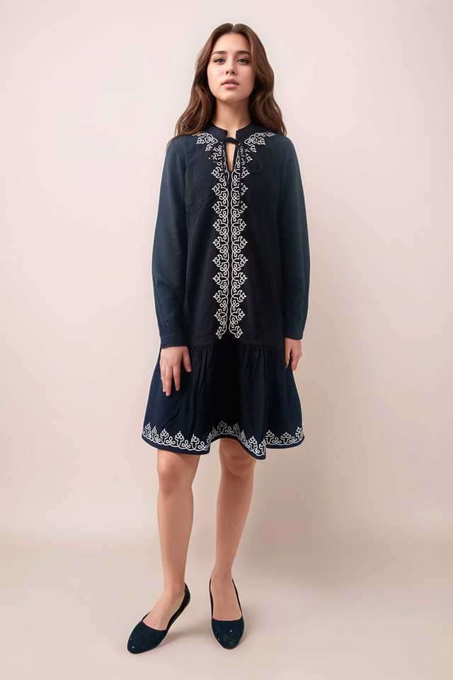 Embroidered-Viscose-Relaxed-Fit-Women-s-Short-Dress