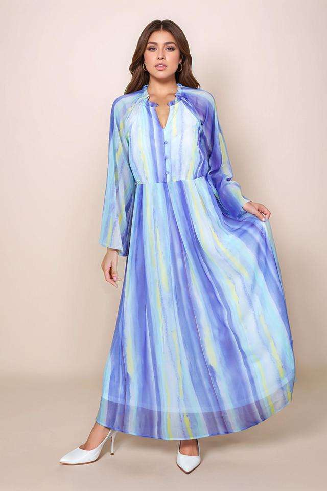 Abstract-Polyester-Relaxed-Fit-Women-s-Maxi-Dress