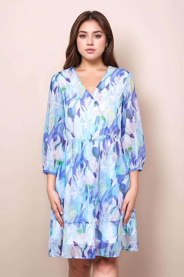 Abstract-Polyester-Relaxed-Fit-Women-s-Short-Dress