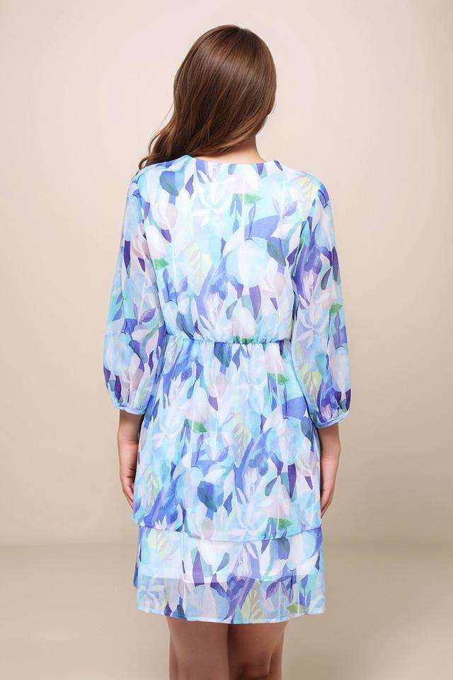 Abstract-Polyester-Relaxed-Fit-Women-s-Short-Dress