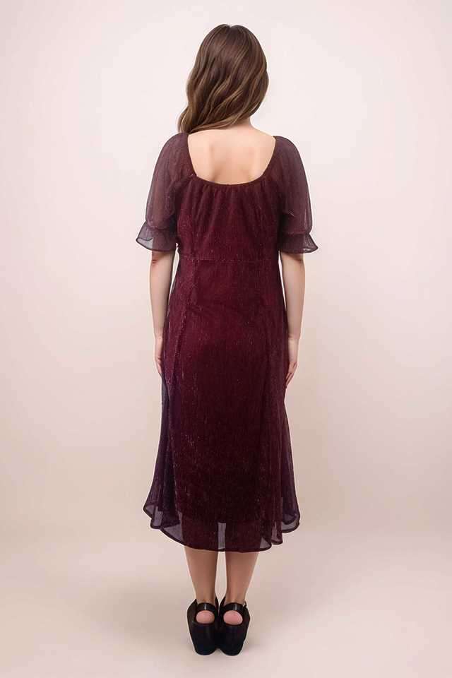 Textured-Polyester-Straight-Fit-Women-s-Midi-Dress