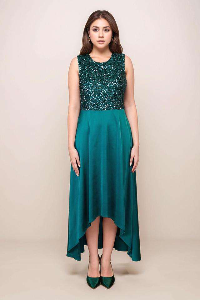 Sequinned-Polyester-Slim-Fit-Women-s-Maxi-Dress