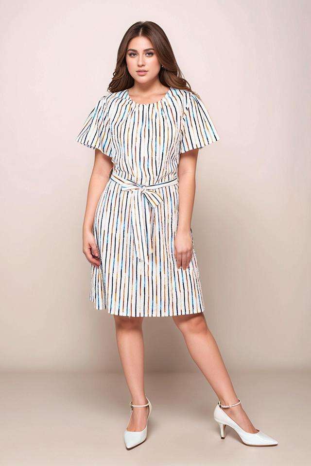 Stripes-Polyester-Regular-Fit-Women-s-Short-Dress