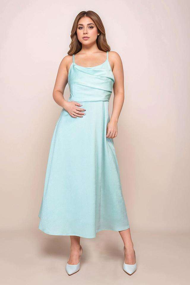 Solid-Polyester-Slim-Fit-Women-s-Knee-Length-Dress