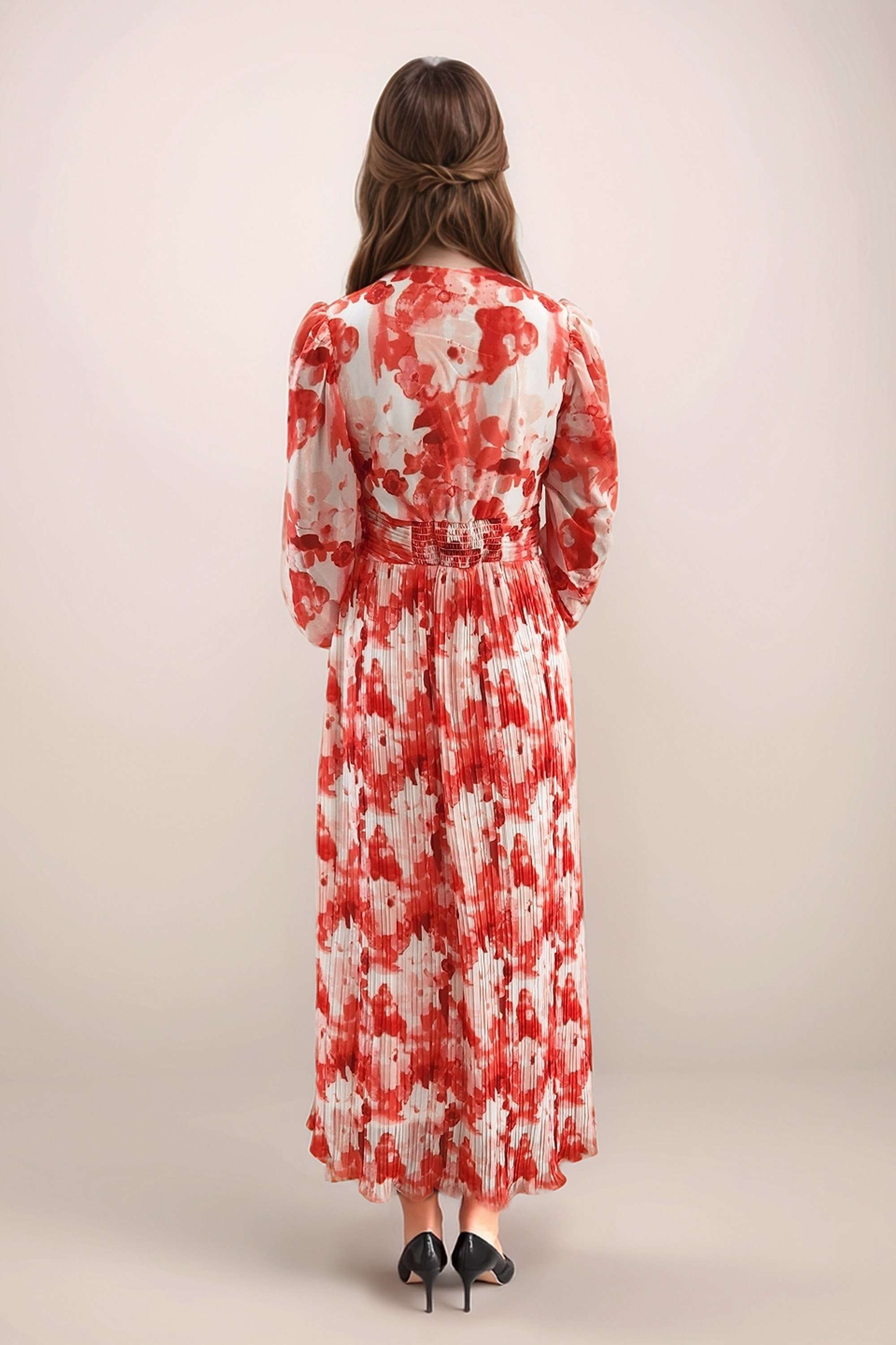 Abstract-Polyester-V-Neck-Women-s-Maxi-Dress