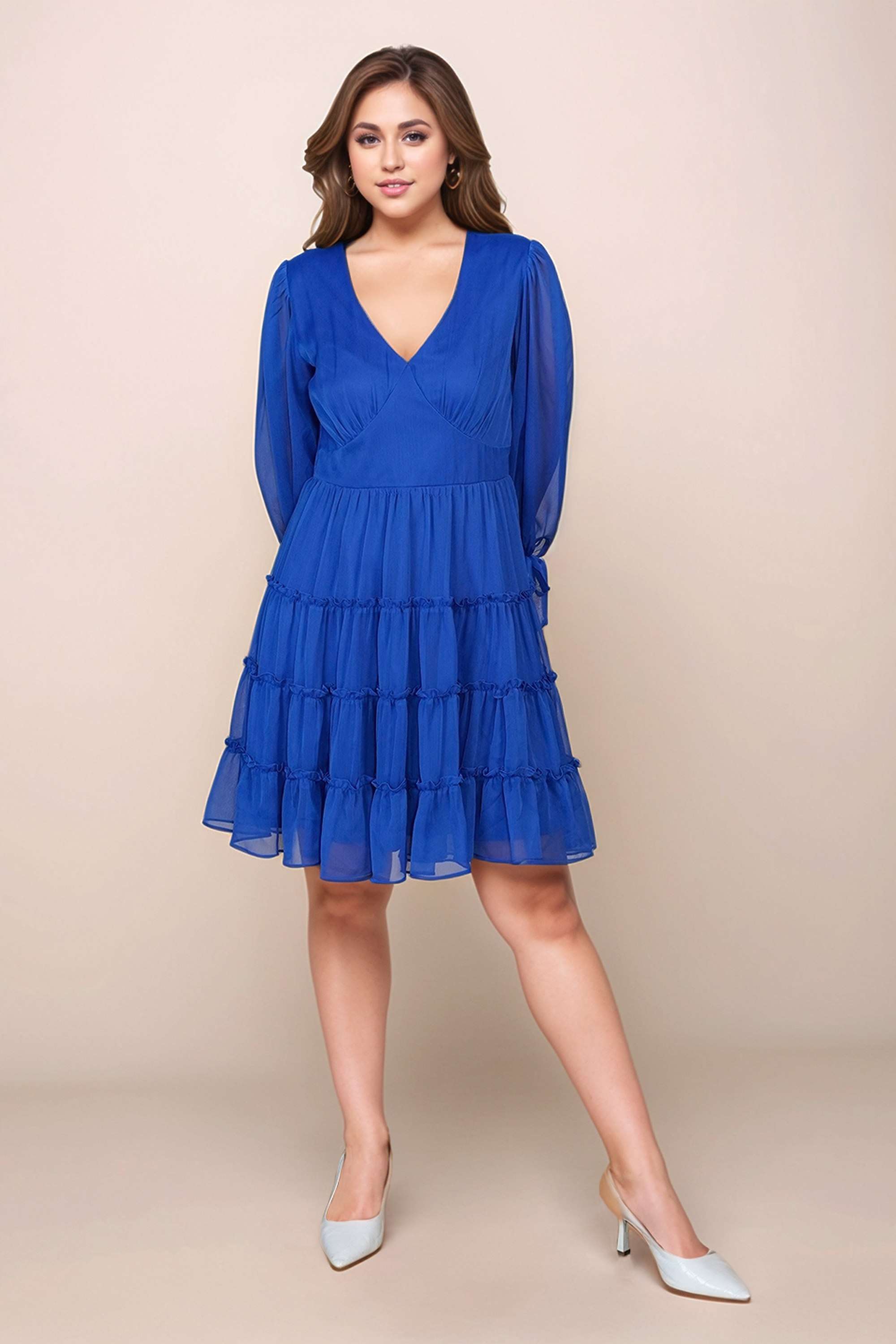 zink london Solid V-Neck Polyester Women Dress-picture-32
