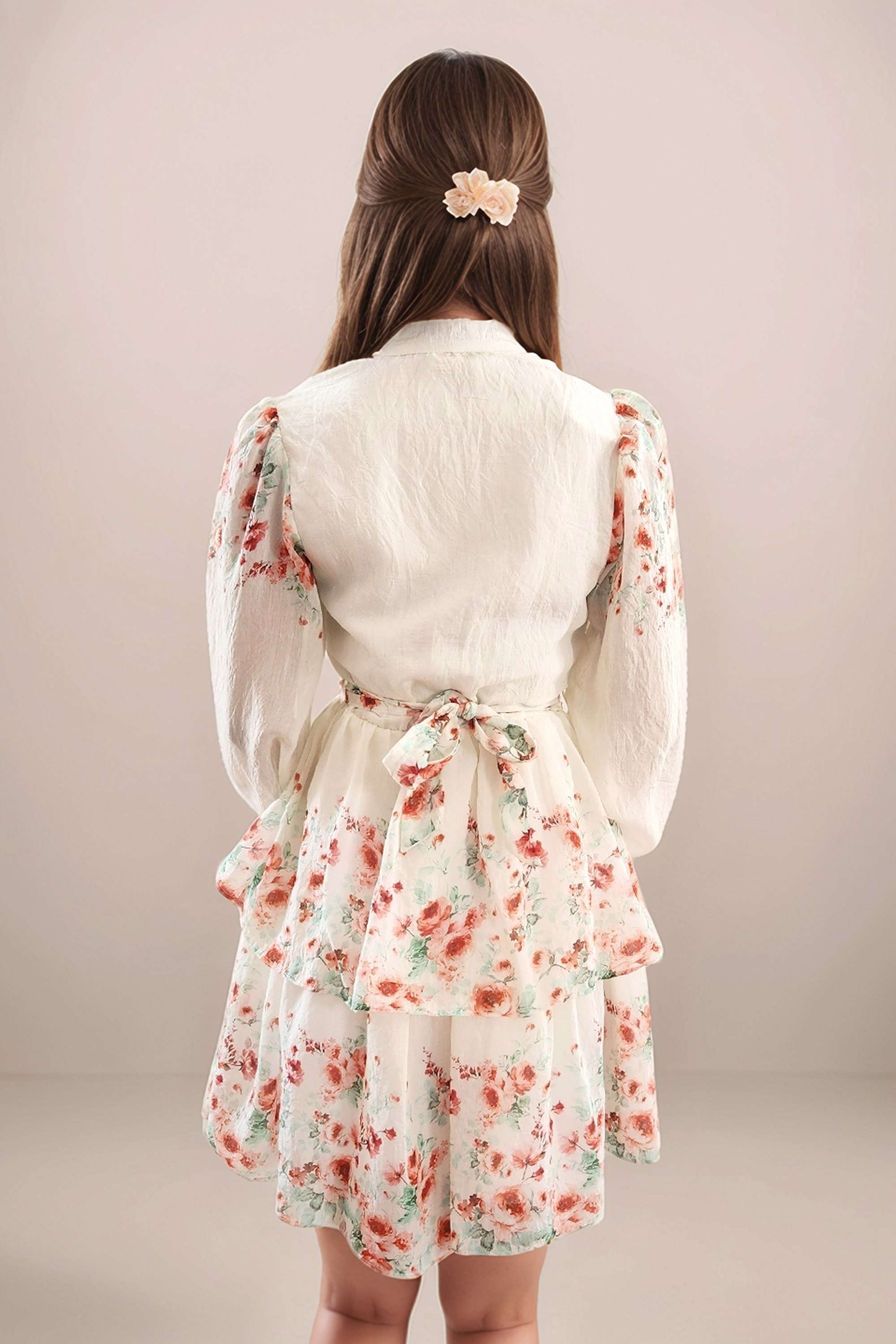 Floral-Polyester-Collared-Women-s-Mini-Dress