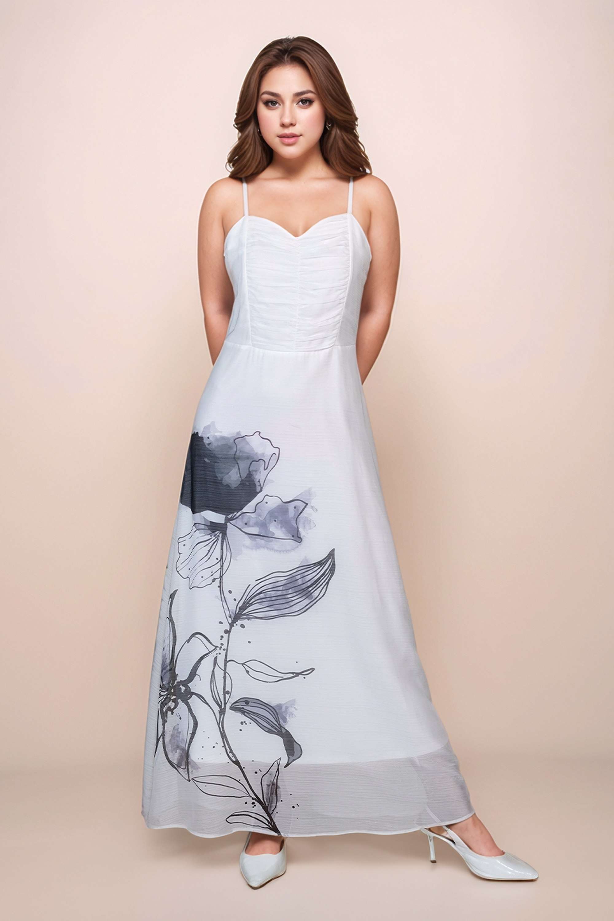 Floral-Polyester-Square-Neck-Women-s-Maxi-Dress