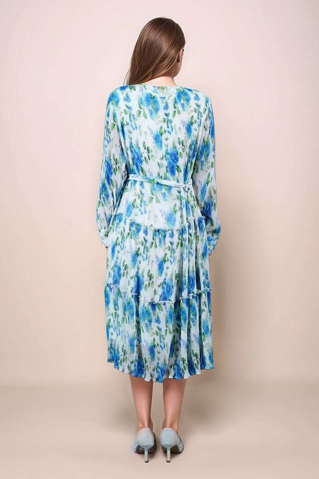 Floral-Blended-Fabric-Collared-Women-s-Casual-Wear-Dress