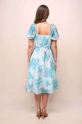 Floral-Polyester-Tie-Up-Neck-Women-s-Midi-Dress