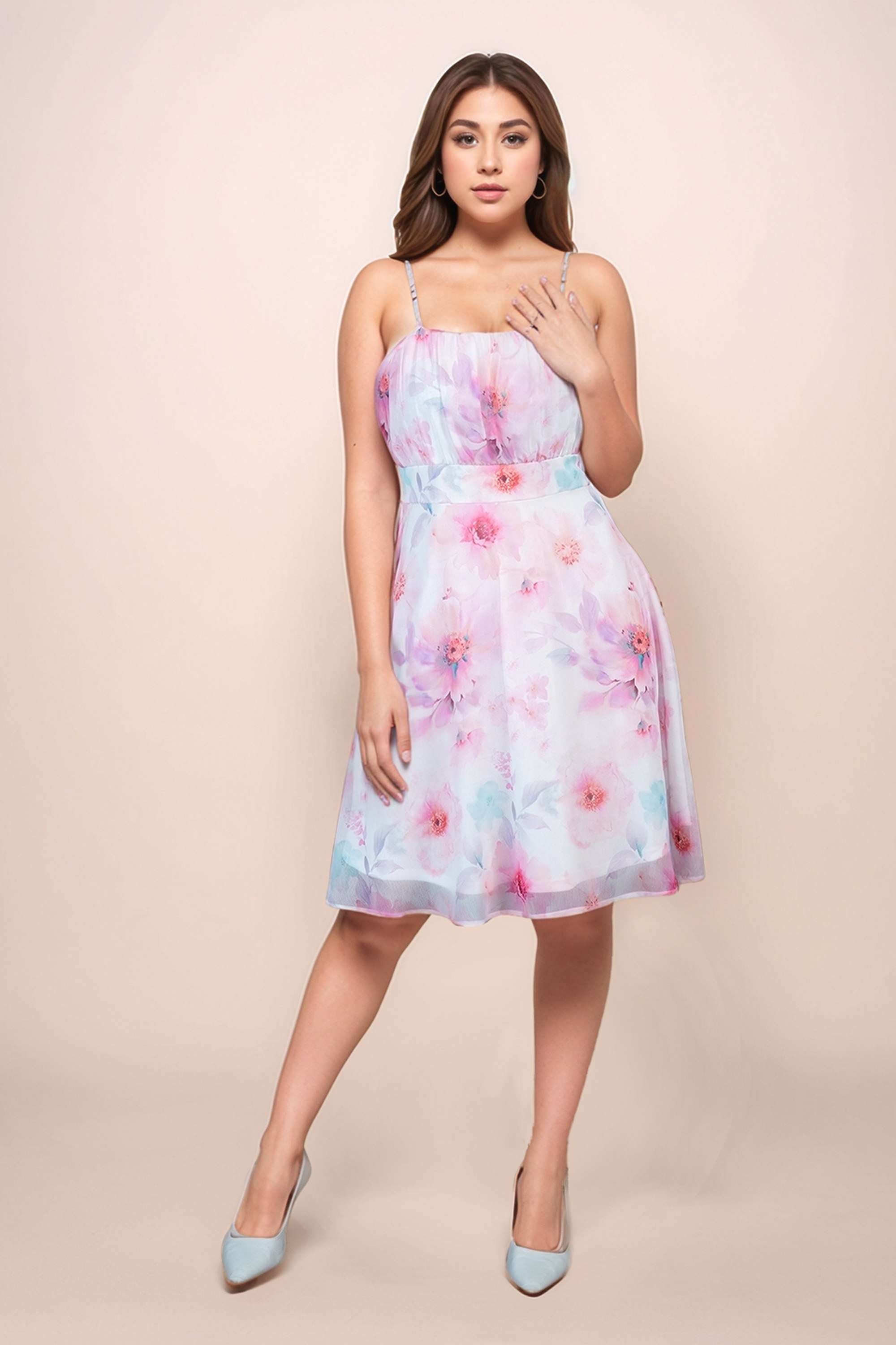 zink london Floral Square Neck Polyester Women Dress-picture-12