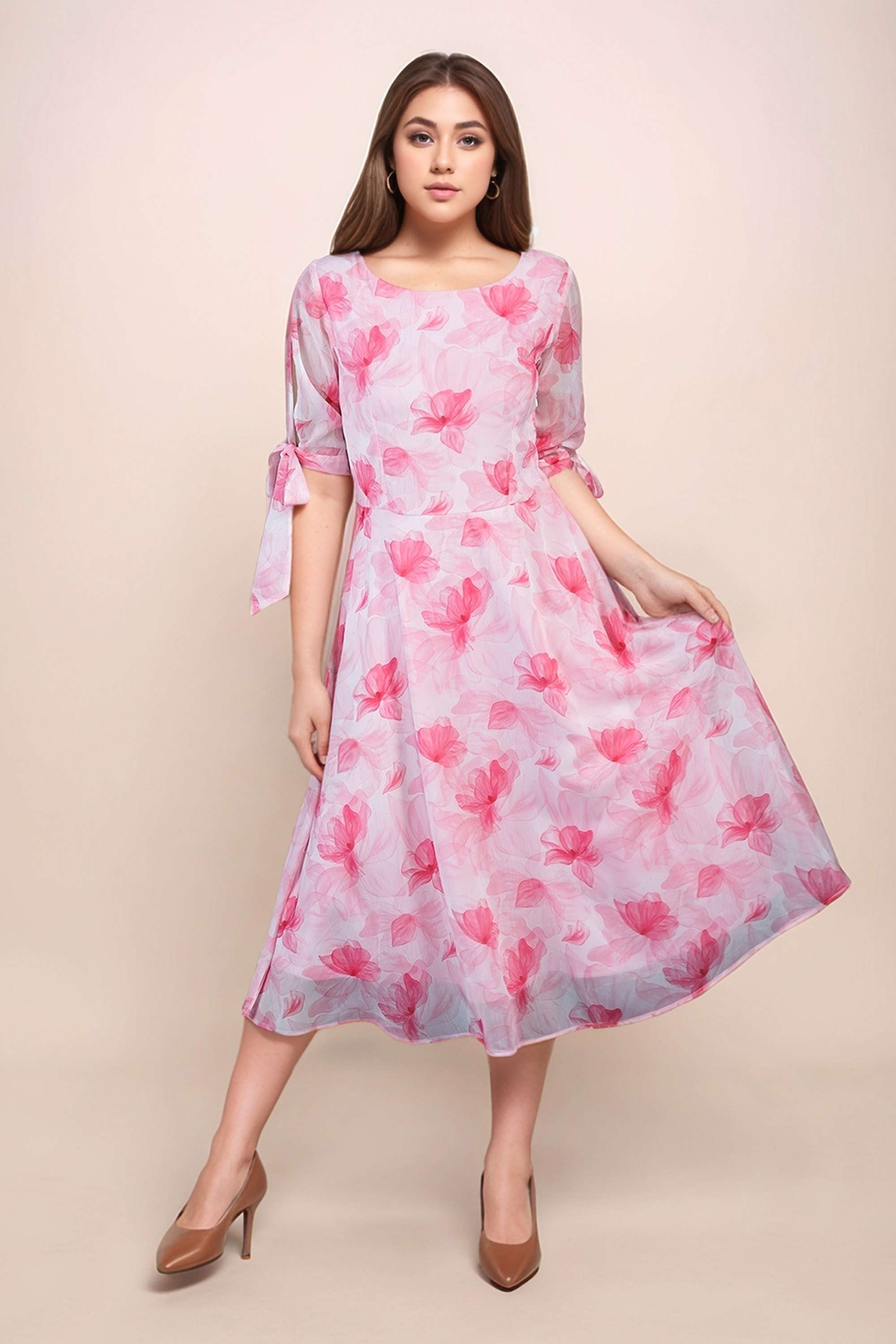 zink london Floral Boat Neck Polyester Women Dress-picture-25