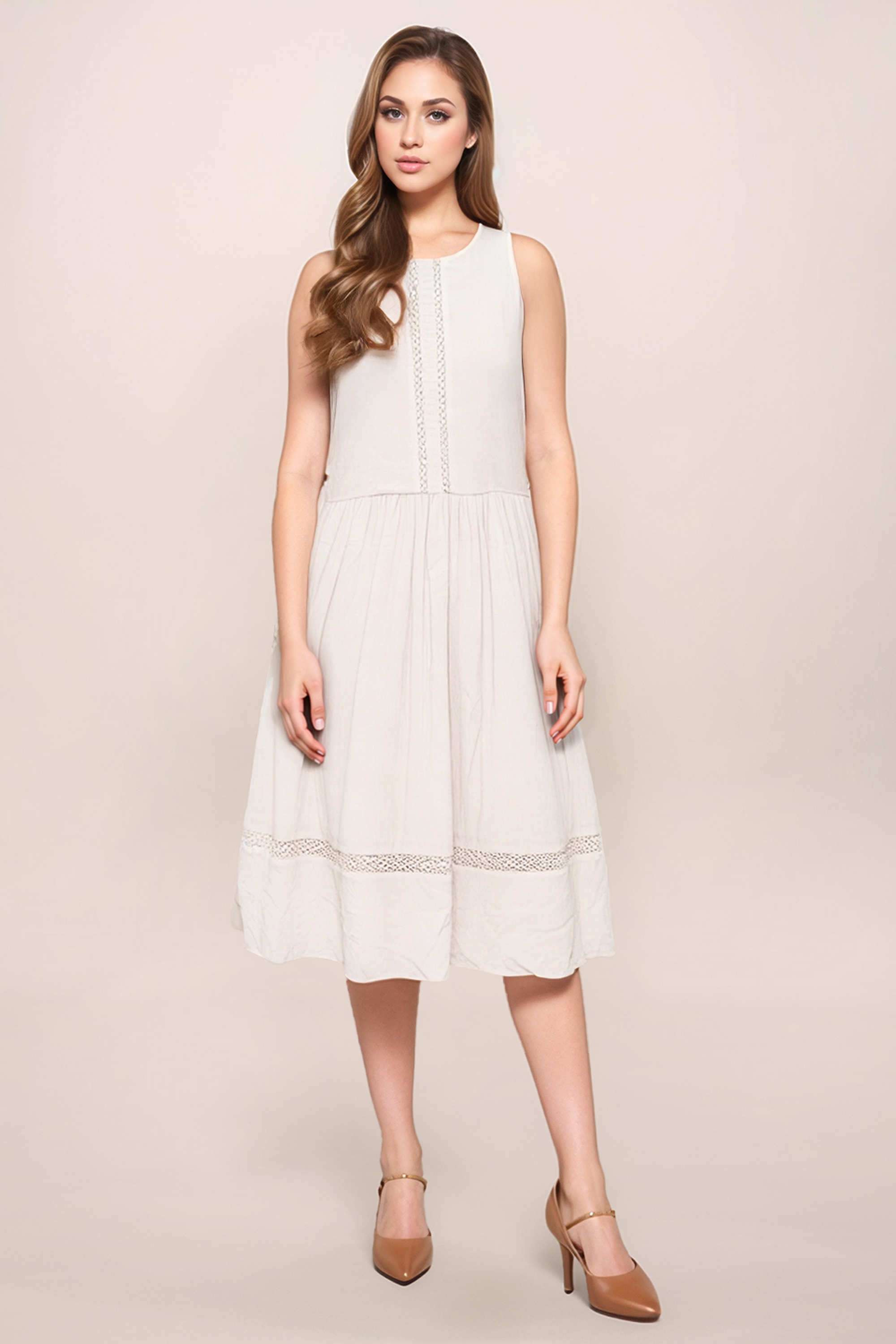 zink london Solid Round Neck Viscose Women Dress-picture-41