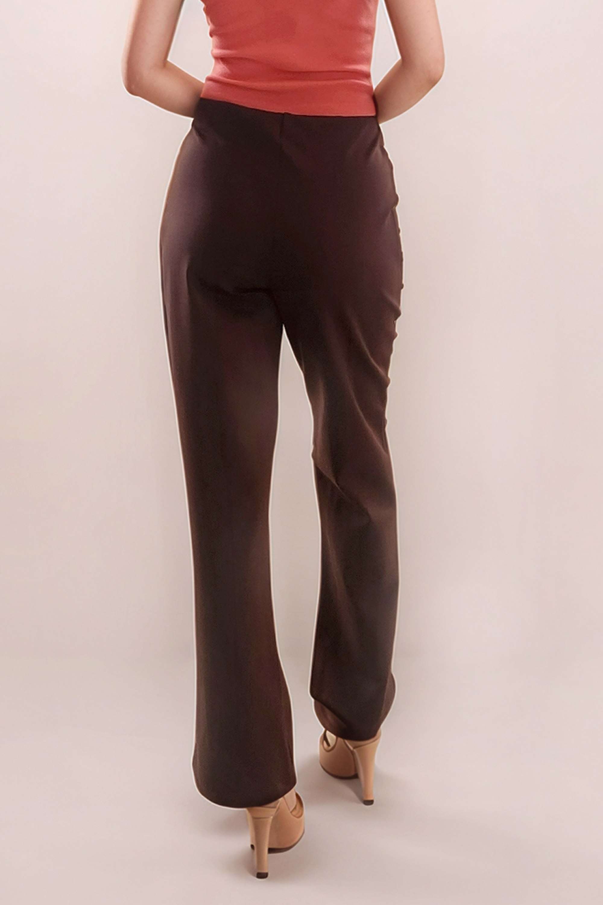 Solid-Polyester-Tapered-Fit-Women-s-Trousers