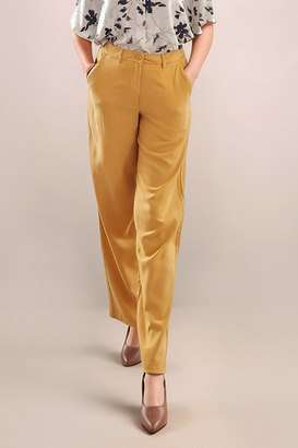 Solid-Blended-Fabric-Straight-Fit-Women-s-Trousers