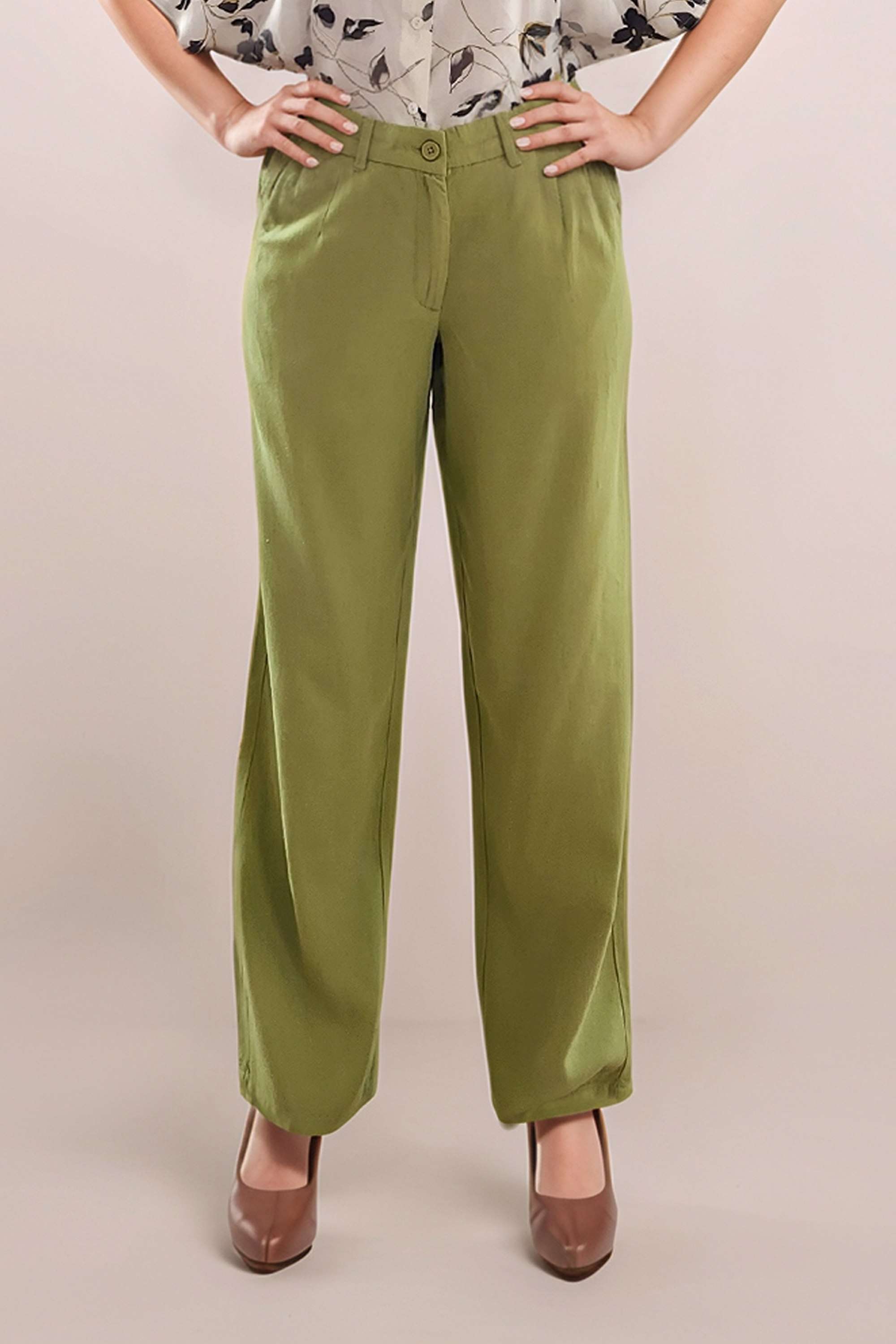 zink london Solid Blended Fabric Straight Fit Women's Trousers-picture-29