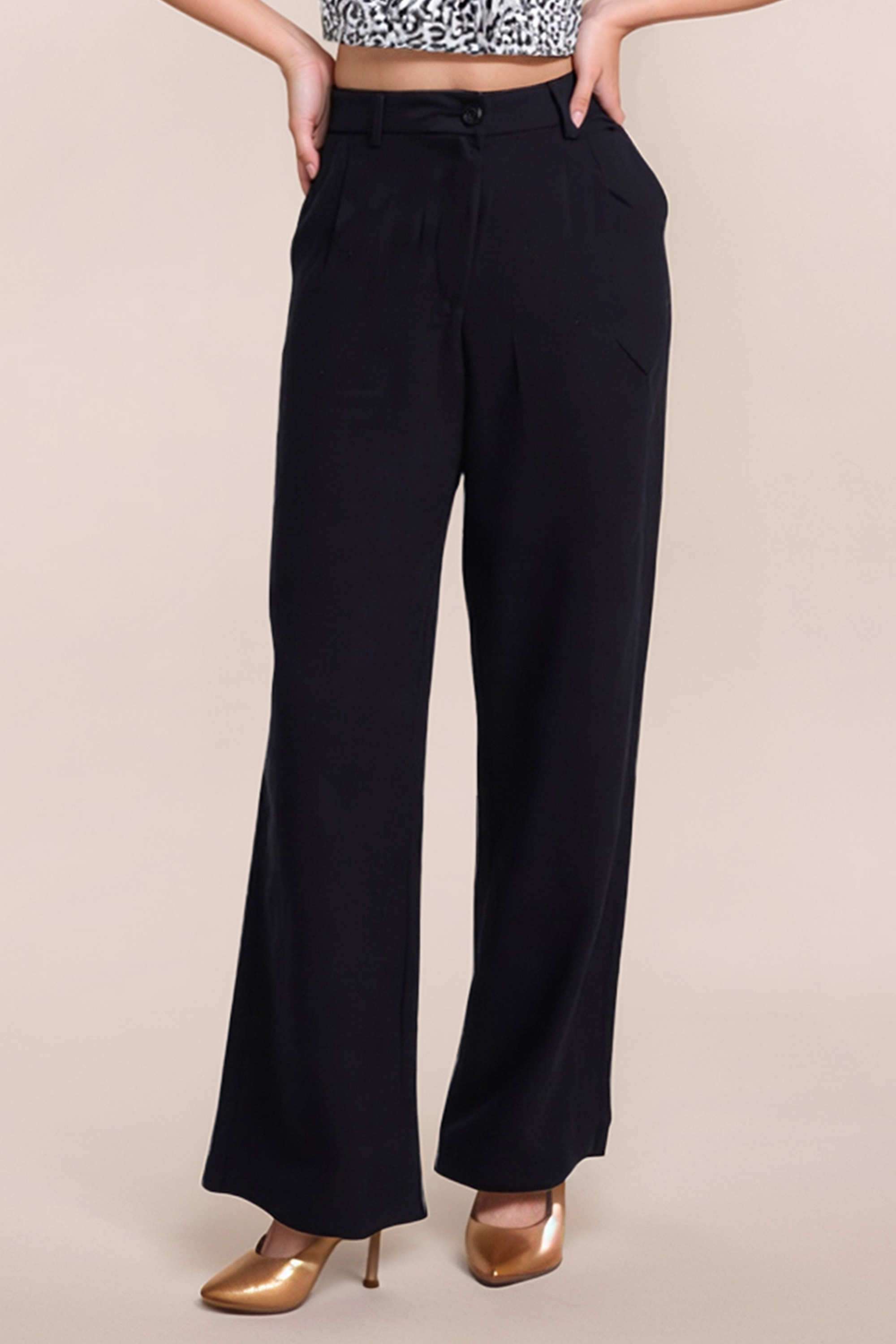 Solid-Regular-Fit-Blended-Fabric-Women-Casual-Wear-Trouser