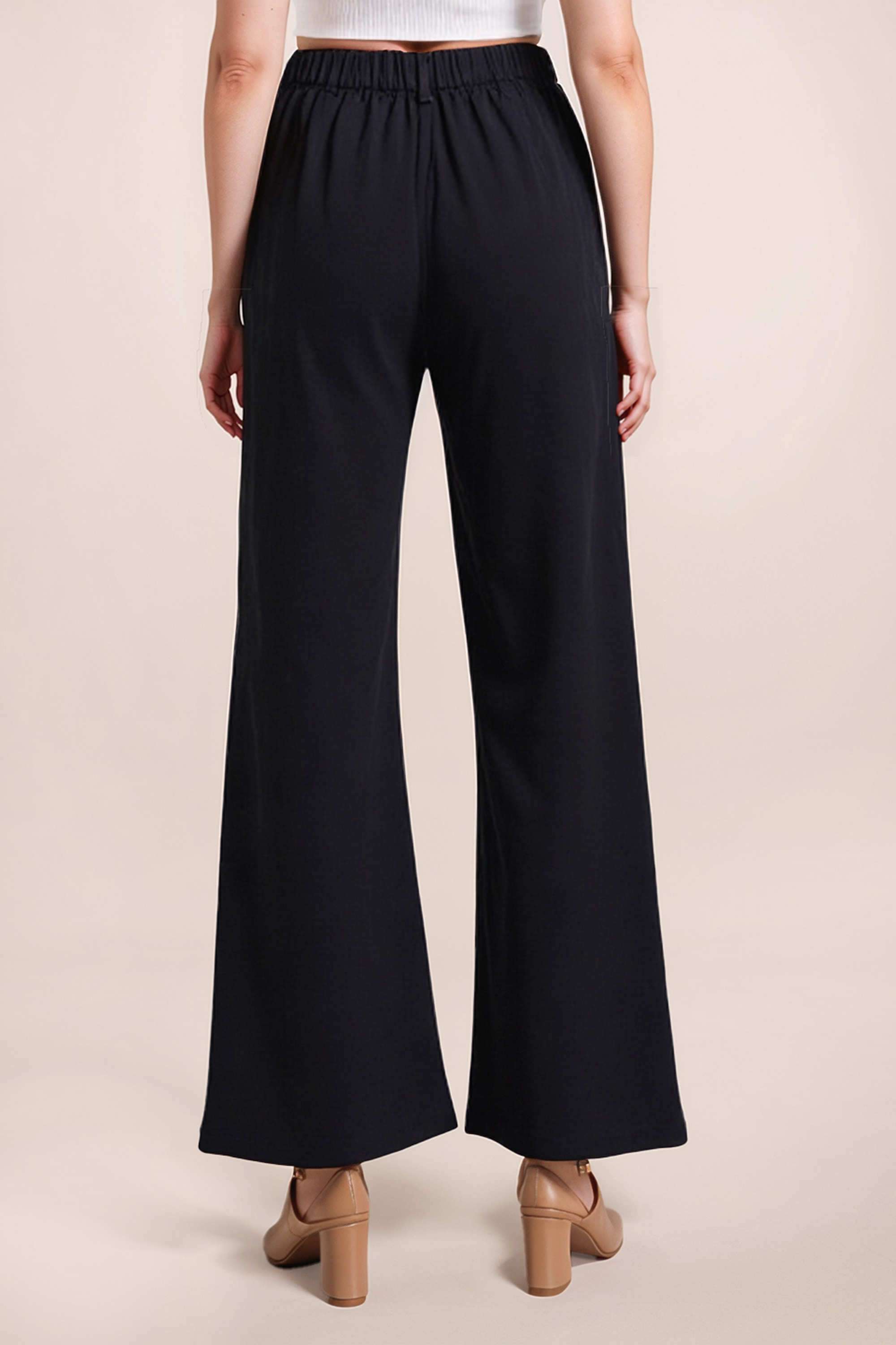 Solid-Regular-Fit-Blended-Fabric-Women-Casual-Wear-Trouser