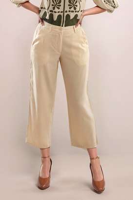 Solid-Blended-Fabric-Tapered-Fit-Women-s-Trousers