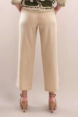 Solid-Blended-Fabric-Tapered-Fit-Women-s-Trousers
