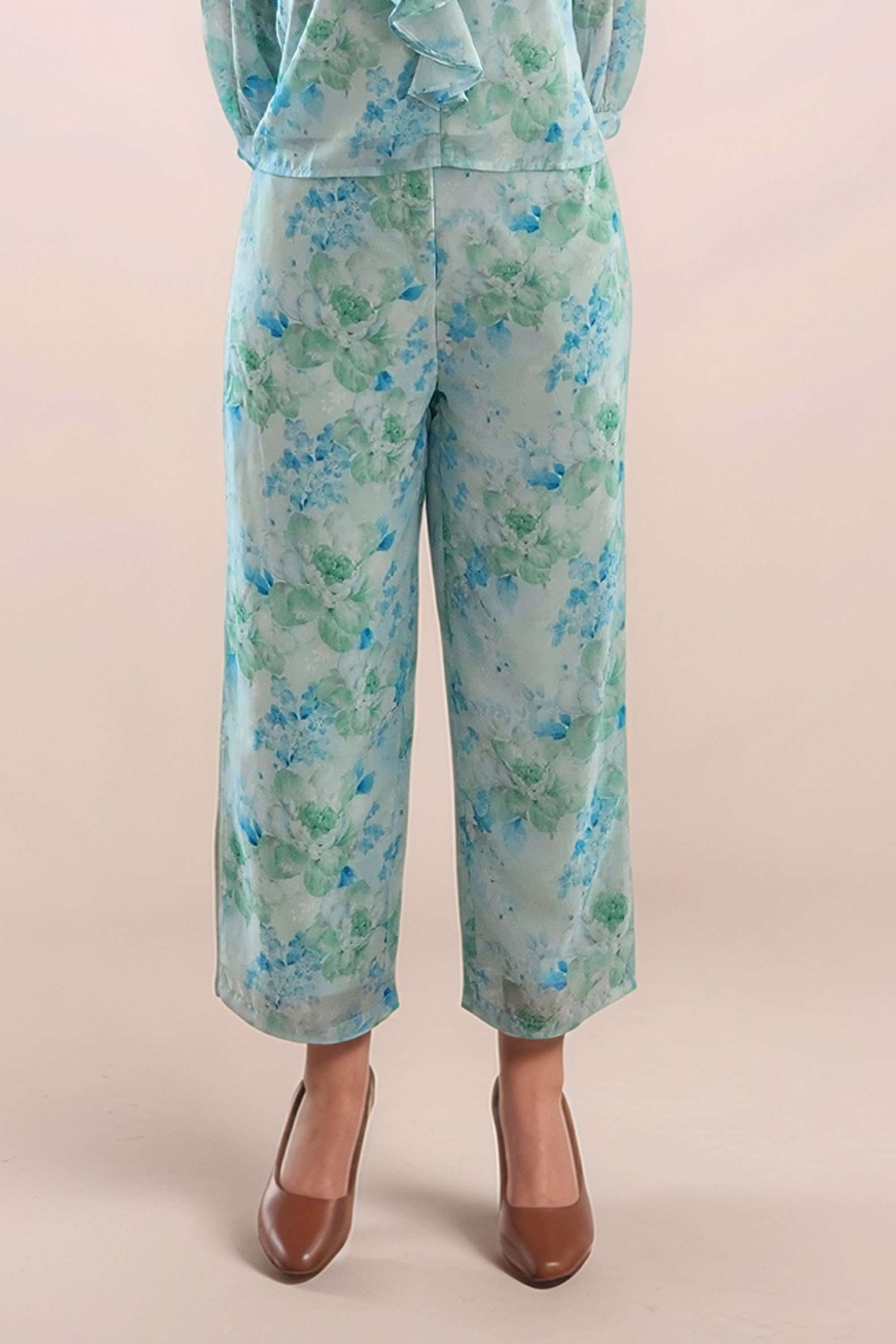 Floral-Polyester-Straight-Fit-Women-s-Trousers