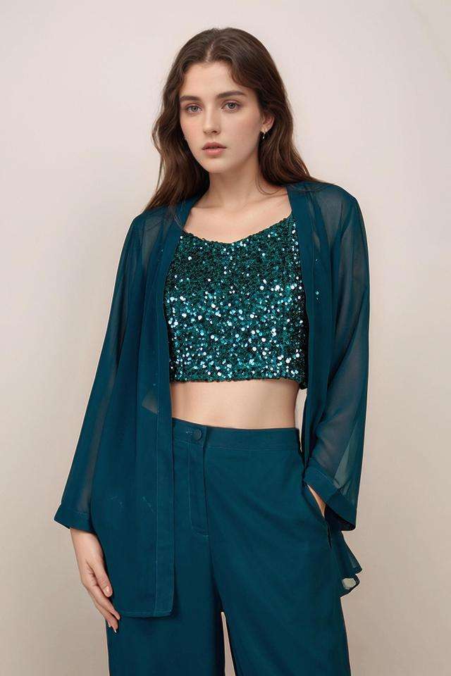 Solid-Polyester-Relaxed-Fit-Women-s-Shrug