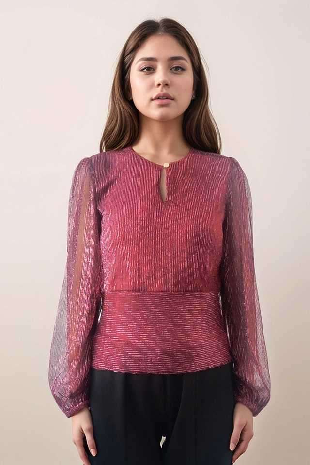 Textured-Polyester-Slim-Fit-Women-s-Top