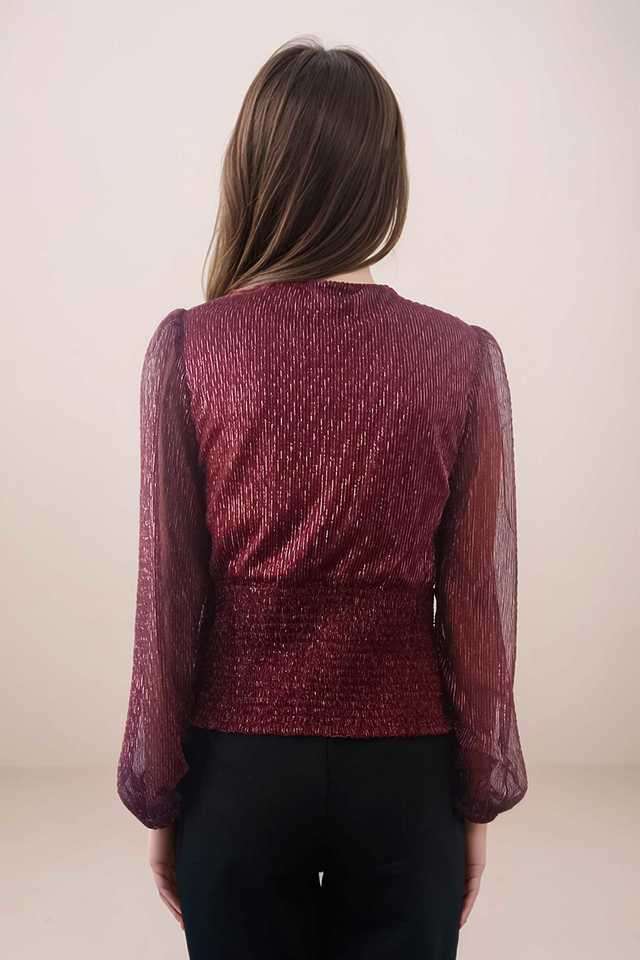 Textured-Polyester-Slim-Fit-Women-s-Top