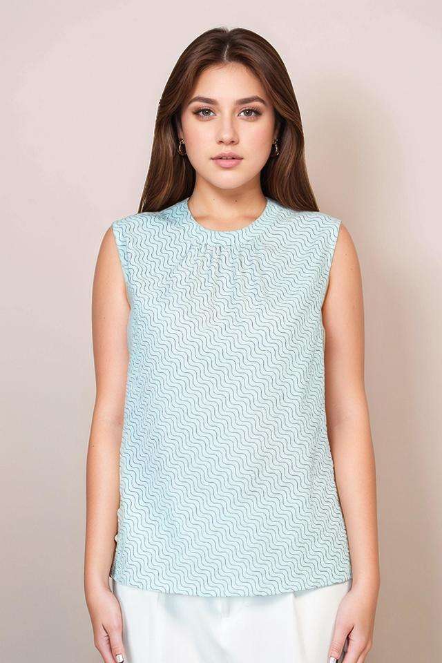 Abstract-Polyester-Round-Neck-Women-s-Top