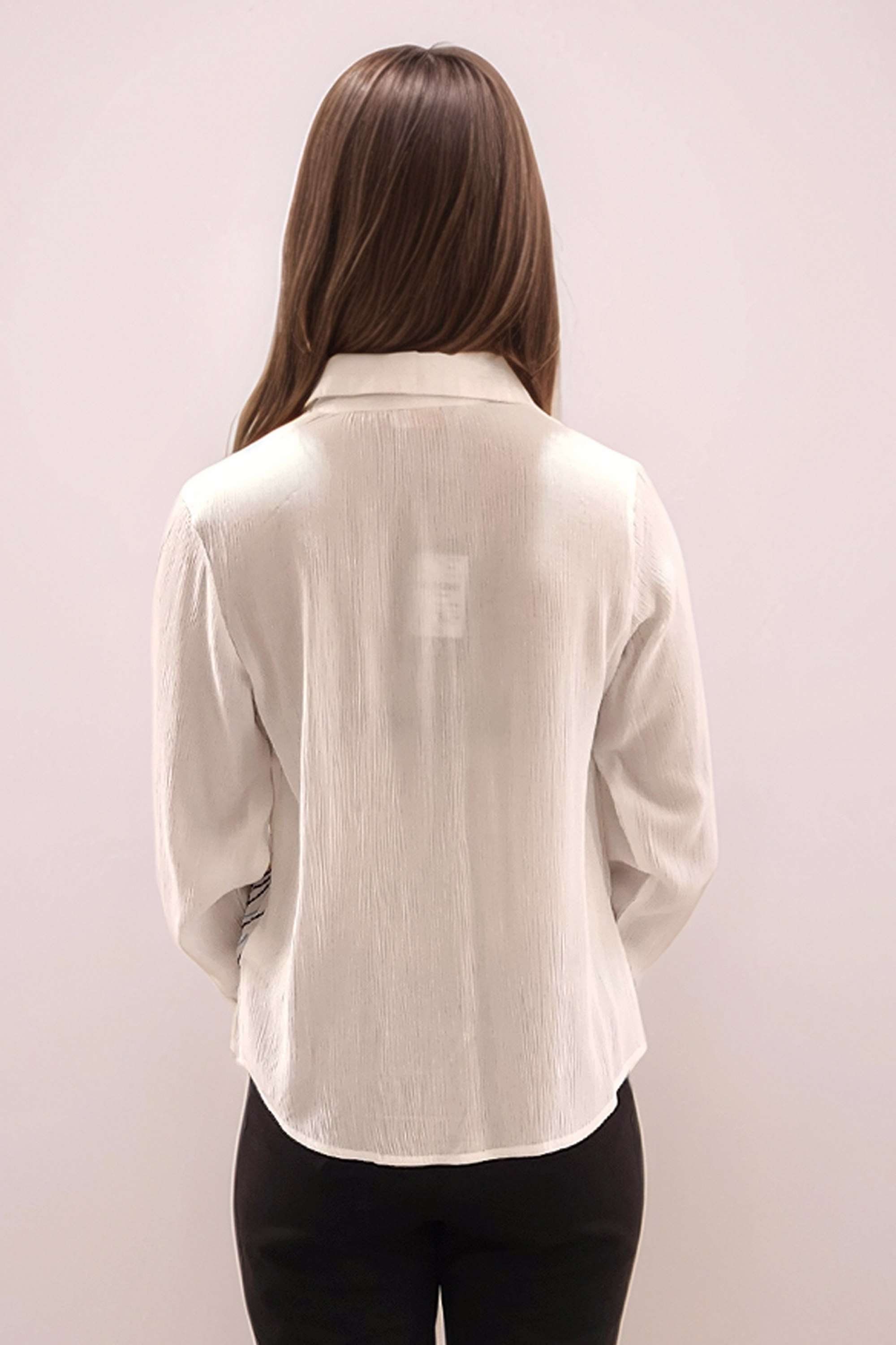 Embroidered-Viscose-Collared-Women-s-Top