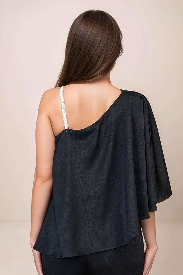Textured-Polyester-One-Shoulder-Womens--Top