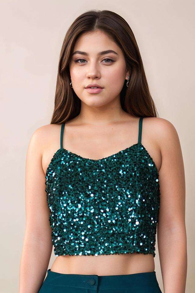 Sequinned-Polyester-Boat-Neck-Womens--Top