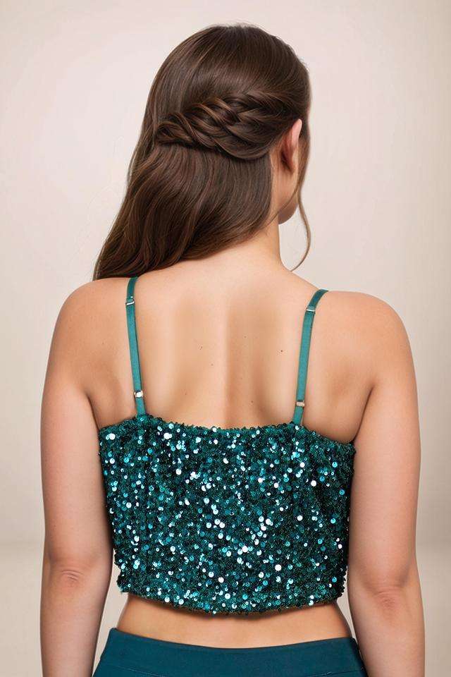 Sequinned-Polyester-Boat-Neck-Womens--Top