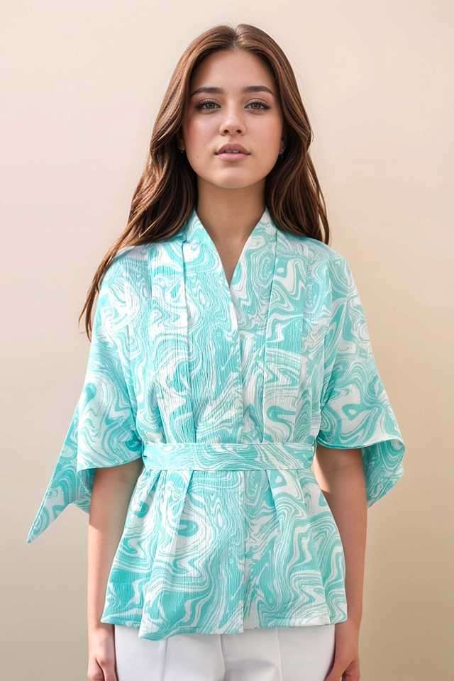 Abstract-Polyester-Relaxed-Fit-Women-s-Top