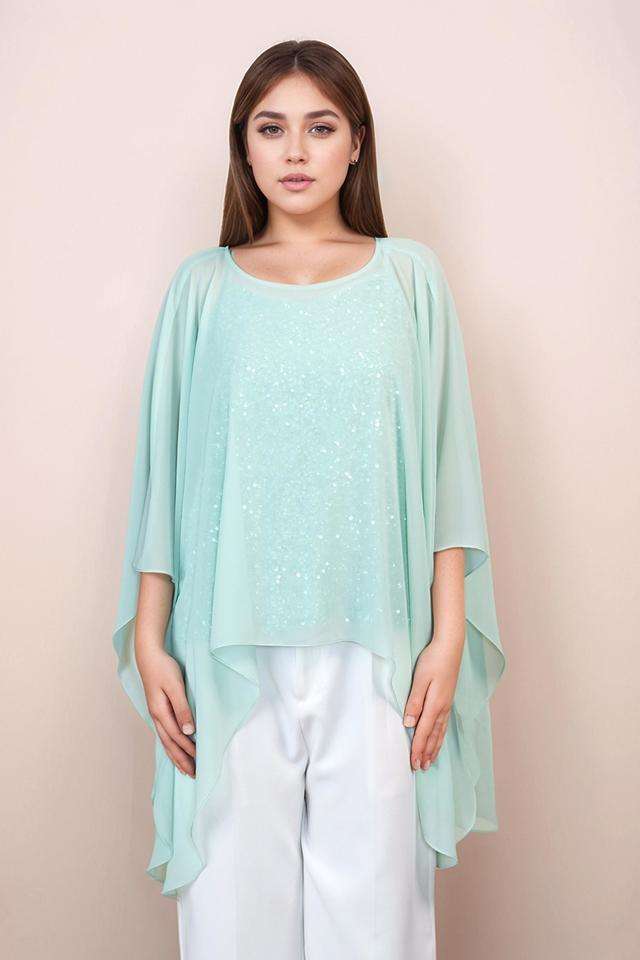 Solid-Polyester-Round-Neck-Women-s-Top