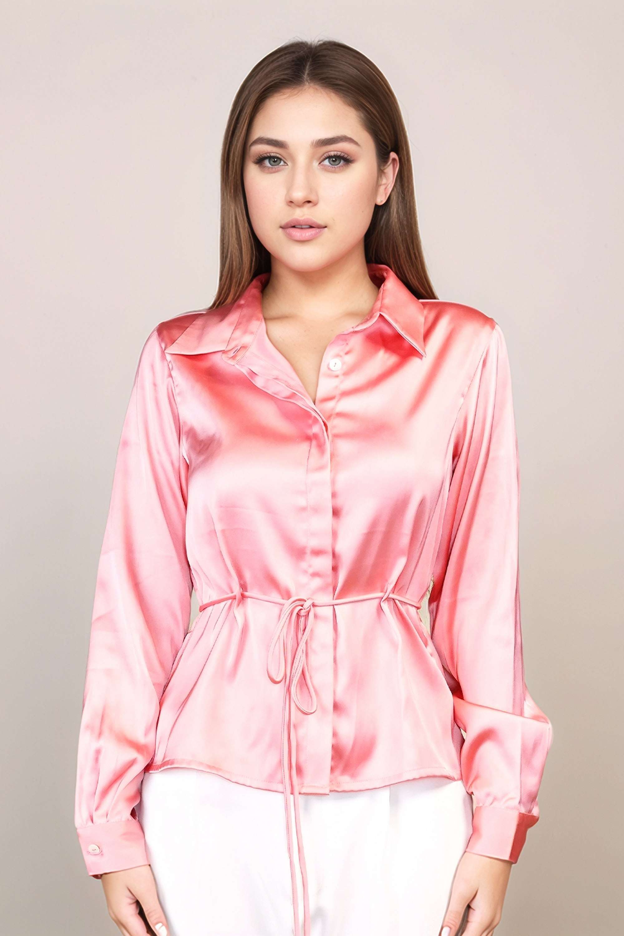 zink london Solid Collared Polyester Women Casual Wear Shirt-picture-22