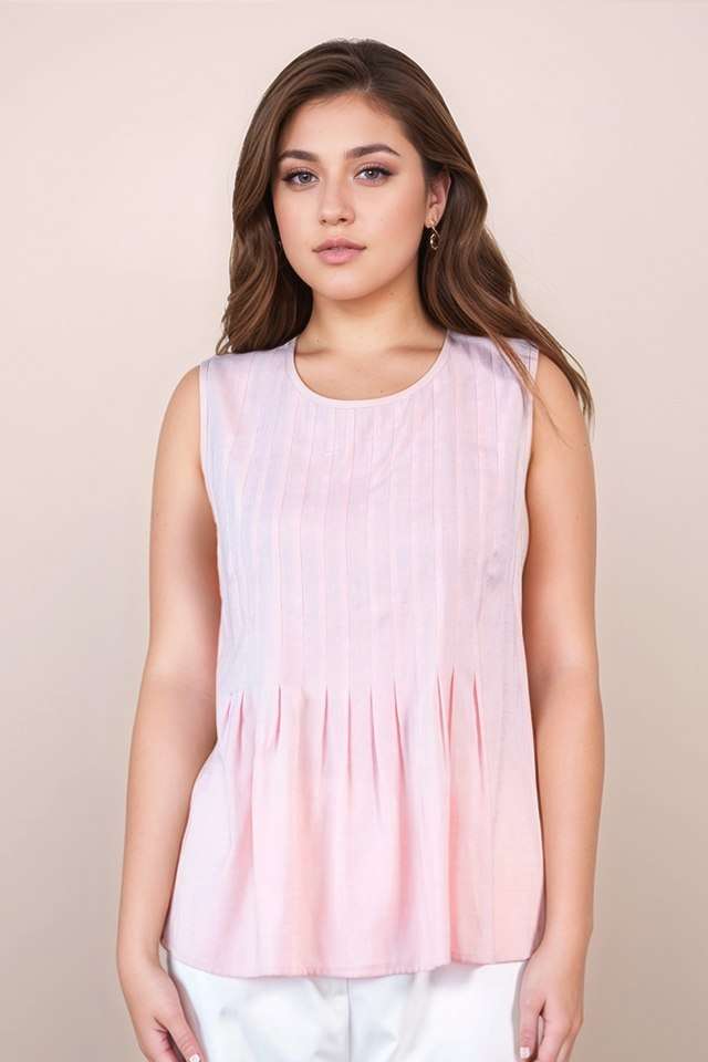zink london Solid Blended Fabric Round Neck Women Top-picture-34