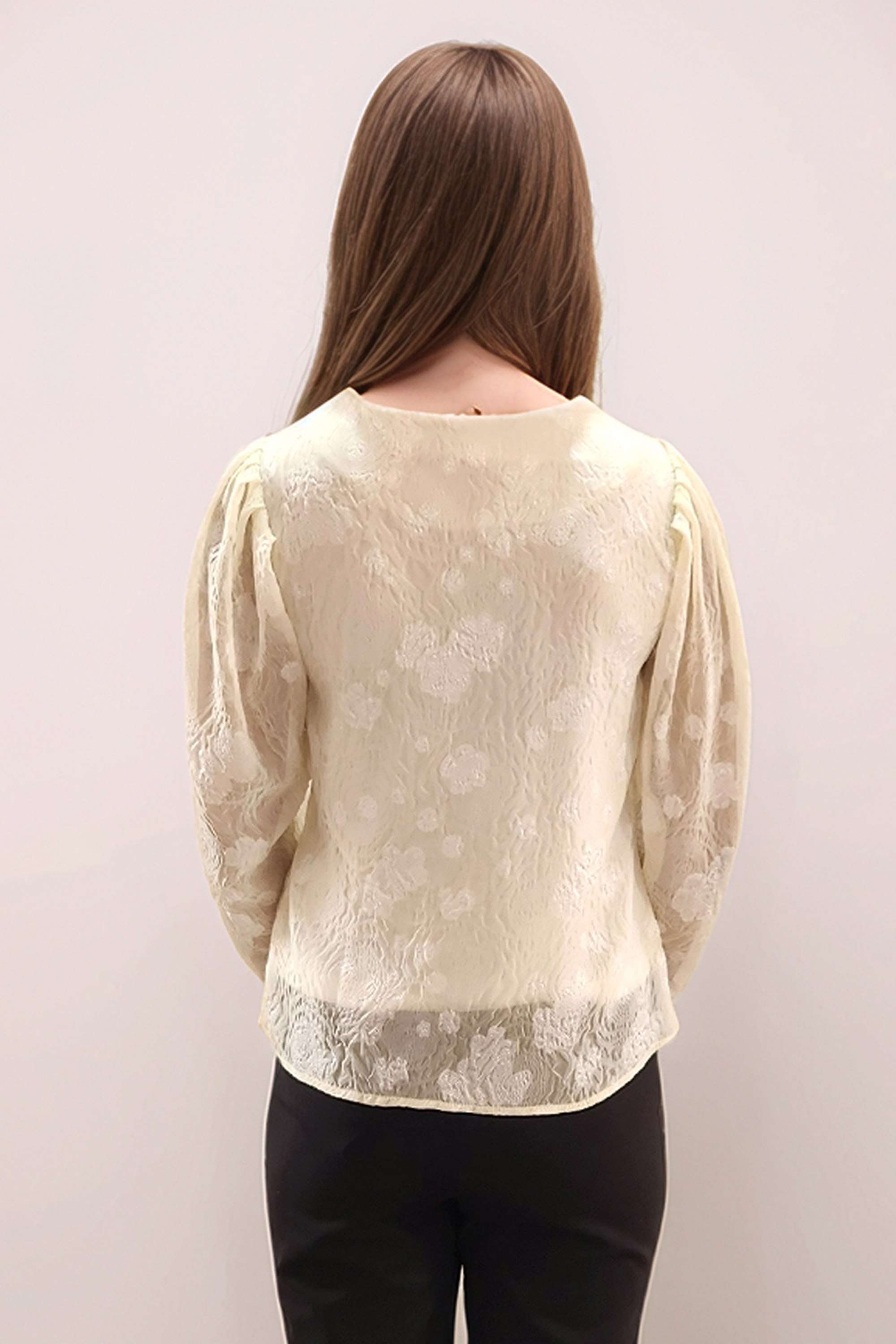 Floral-Polyester-V-Neck-Women-s-Top