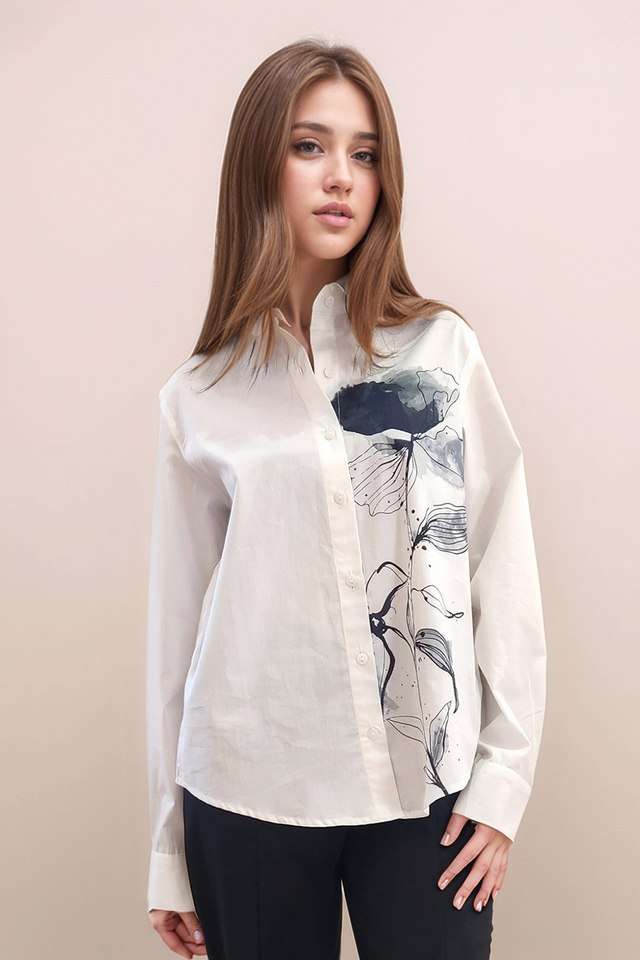 zink london Floral Collared Blended Fabric Women Casual Wear Shirt-picture-35