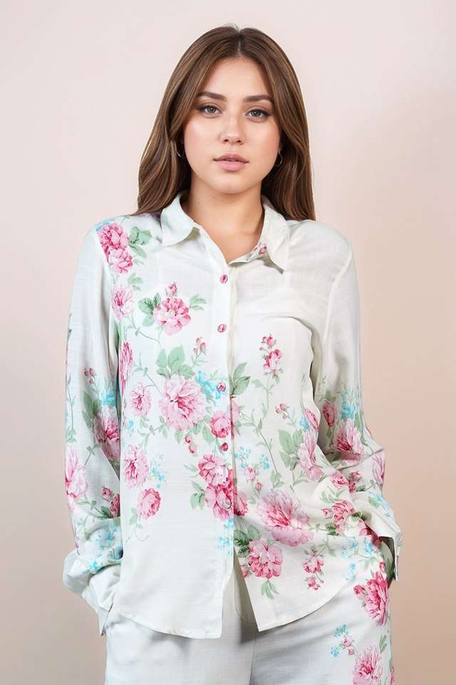 Floral-Blended-Fabric-Women-s-Party-Wear-Blouse
