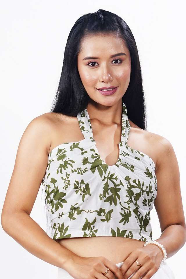 zink london Printed Cotton Halter Neck Women Top-picture-21