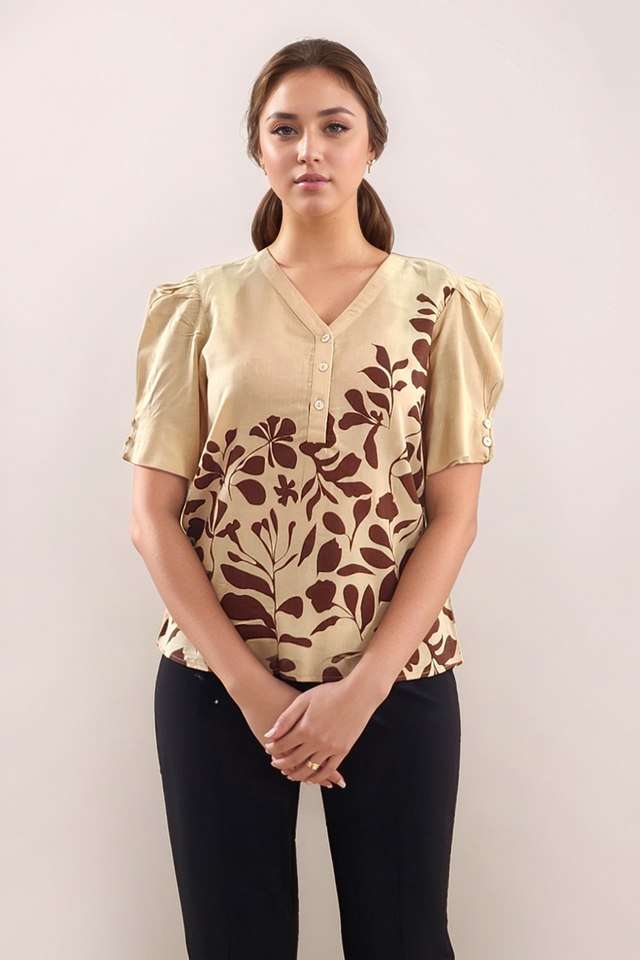 zink london Printed Cotton Collared Women Top-picture-25