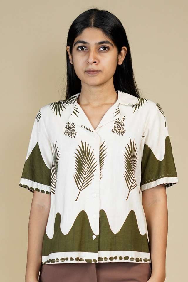 Printed-Cotton-Collared-Women-s-Top