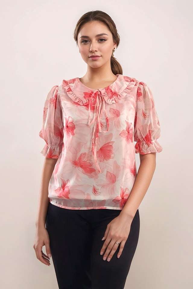 zink london Floral Polyester Collared Women's Top-picture-29
