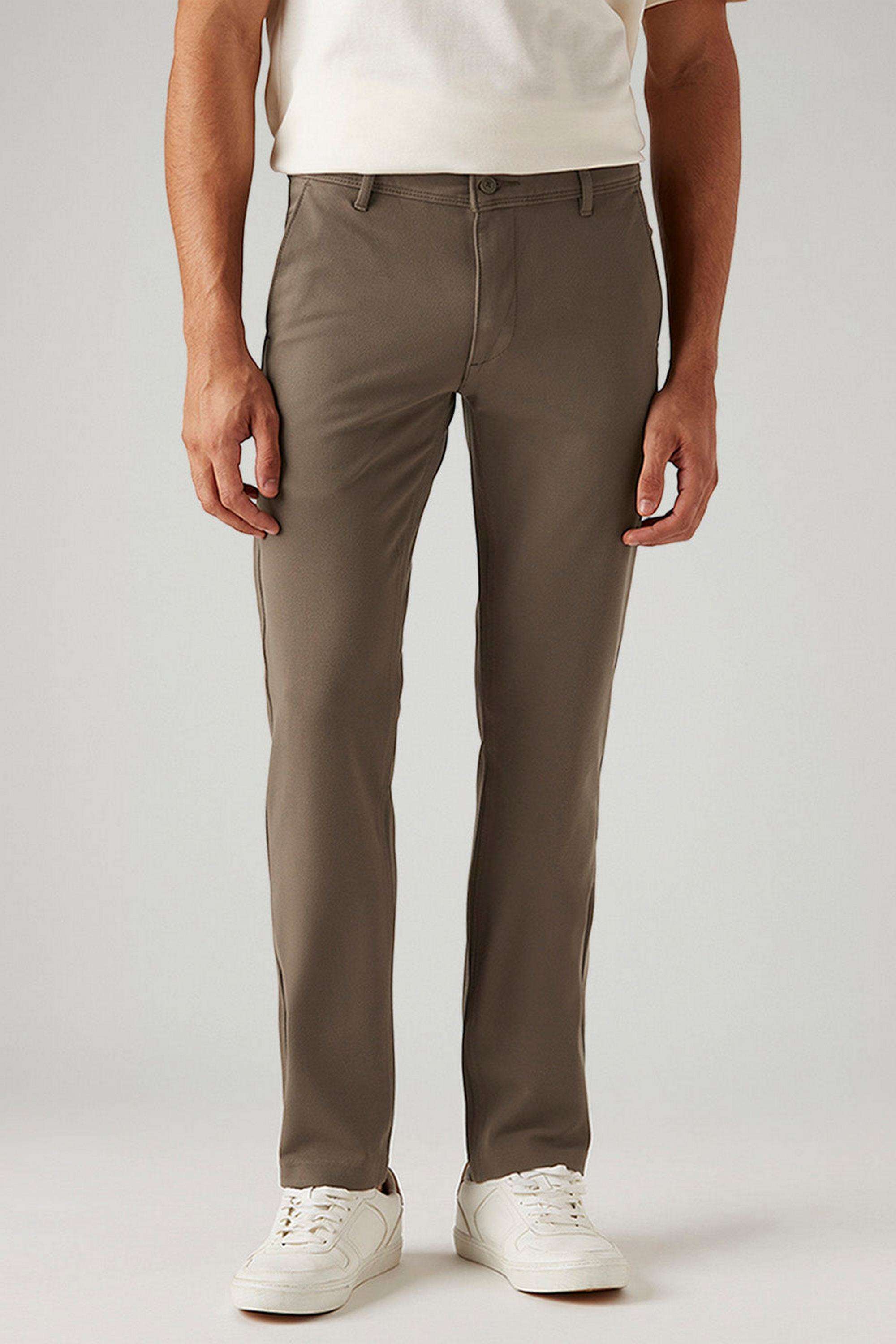 Solid-Polyamide-Slim-Fit-Men-s-Trousers
