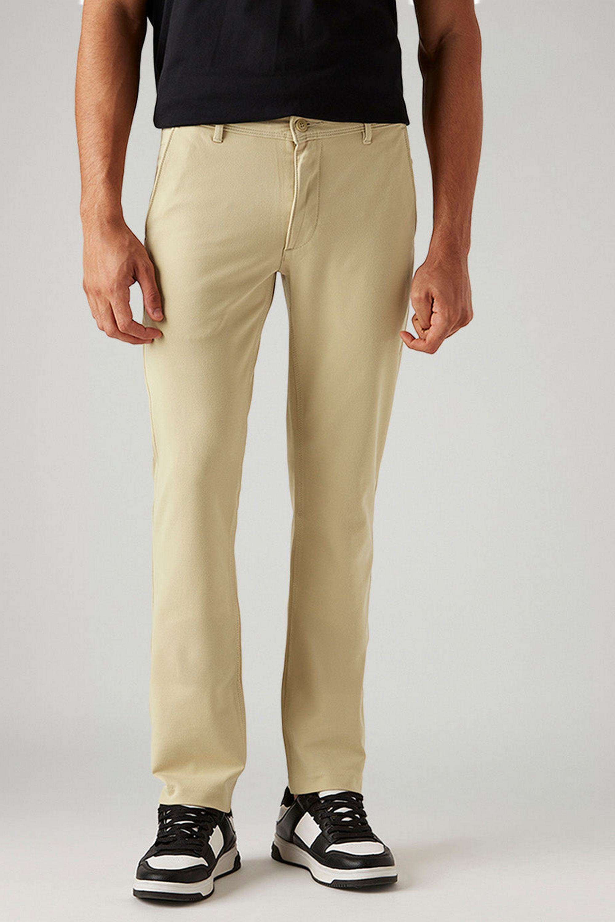 Solid-Polyamide-Slim-Fit-Men-s-Trousers
