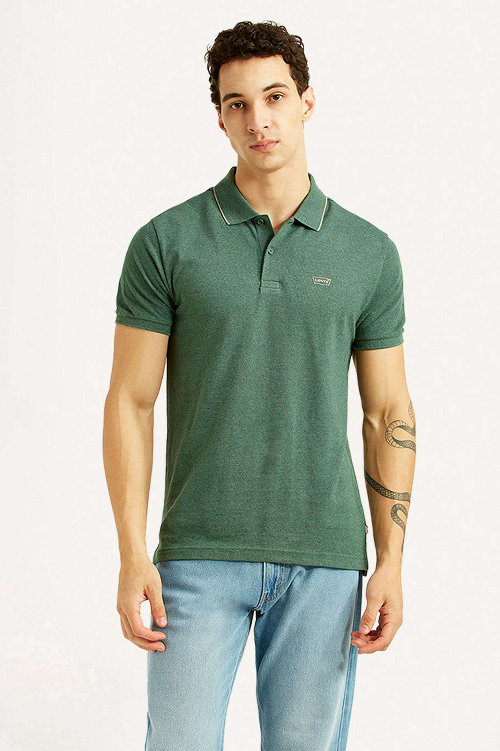 Textured-Cotton-Poly-Blend-Slim-Fit-Men-s-T-Shirt