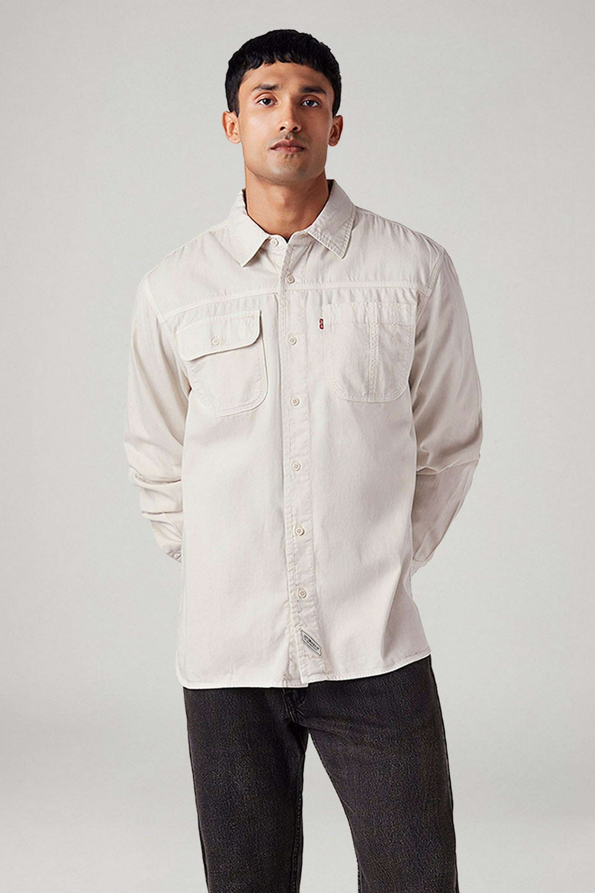 Solid-Cotton-Relaxed-Fit-Men-s-Casual-Wear-Shirt